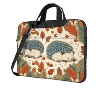 Entemne 13 Inch Laptop Bag Autumn Leaves Cute Hedgehog Laptop Sleeve Case For Women Men Lightweight Water Resistant Computer Tablet Shoulder Bag Briefcase