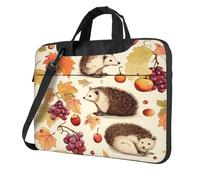 Entemne 13 Inch Laptop Bag Cute Hedgehog Fall Maple Leaves Fruits Laptop Sleeve Case For Women Men Lightweight Water Resistant Computer Tablet Shoulder Bag Briefcase