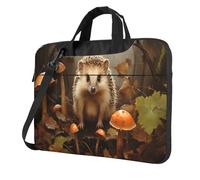 Entemne 13 Inch Laptop Bag Cute Hedgehog Mushroom Laptop Sleeve Case For Women Men Lightweight Water Resistant Computer Tablet Shoulder Bag Briefcase