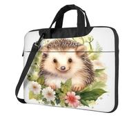 Entemne 14 Inch Laptop Bag Cute Anima Hedgehog Flowers Laptop Sleeve Case For Women Men Lightweight Water Resistant Computer Tablet Shoulder Bag Briefcase