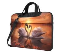 Entemne 14 Inch Laptop Bag Love Swan Sunset Art Laptop Sleeve Case For Women Men Lightweight Water Resistant Computer Tablet Shoulder Bag Briefcase