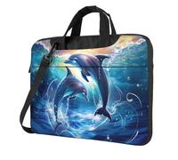 Entemne 14 Inch Laptop Bag Sea Dolphin Jumping Laptop Sleeve Case For Women Men Lightweight Water Resistant Computer Tablet Shoulder Bag Briefcase