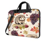 Entemne 15.6 Inch Laptop Bag Fall Maple Leaves Harvest Fruits Cute Hedgehog Laptop Sleeve Case For Women Men Lightweight Water Resistant Computer Tablet Shoulder Bag Briefcase
