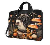 Entemne 15.6 Inch Laptop Bag Fall Mushroom Hedgehog Laptop Sleeve Case For Women Men Lightweight Water Resistant Computer Tablet Shoulder Bag Briefcase