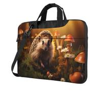 Entemne 15.6 Inch Laptop Bag Forest Hedgehog Mushrooms Laptop Sleeve Case For Women Men Lightweight Water Resistant Computer Tablet Shoulder Bag Briefcase
