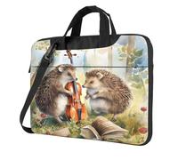 Entemne 15.6 Inch Laptop Bag Funny Forest Hedgehog Musical Laptop Sleeve Case For Women Men Lightweight Water Resistant Computer Tablet Shoulder Bag Briefcase