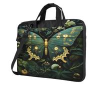 Entemne 15.6 Inch Laptop Bag Green Botany Butterfly Laptop Sleeve Case For Women Men Lightweight Water Resistant Computer Tablet Shoulder Bag Briefcase