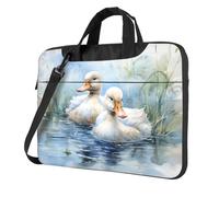 Entemne 15.6 Inch Laptop Bag Watercolor Animal Duck Laptop Sleeve Case For Women Men Lightweight Water Resistant Computer Tablet Shoulder Bag Briefcase