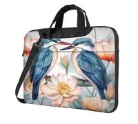 Entemne 15.6 Inch Laptop Bag Watercolor Kingfisher Birds Flower Floral Laptop Sleeve Case For Women Men Lightweight Water Resistant Computer Tablet Shoulder Bag Briefcase