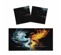 Entemne 2 Pcs Fluorescent Light Covers Fire Water Phoenix Abstract Magnetic Ceiling Light Diffuser Filter Glare-Reducing for Classroom Office Home Lighting, 120x60cm