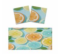 Entemne 2 Pcs Fluorescent Light Covers Teal Blue Lemon Slices Magnetic Ceiling Light Diffuser Filter Glare-Reducing for Classroom Office Home Lighting, 120x60cm