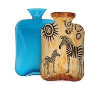 Entemne 2L Hot Water Bottle African Ancient Zebra Art Hot Water Bag with Cover Reusable Therapy Bag for Pain Relief Menstrual Cramps, Muscle Soreness Winter Warmth Gift