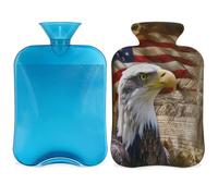 Entemne 2L Hot Water Bottle American Flag Eagle Hot Water Bag with Cover Reusable Therapy Bag for Pain Relief Menstrual Cramps, Muscle Soreness Winter Warmth Gift