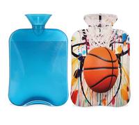 Entemne 2L Hot Water Bottle Basketball Art Painting Graffiti Hot Water Bag with Cover Reusable Therapy Bag for Pain Relief Menstrual Cramps, Muscle Soreness Winter Warmth Gift