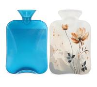 Entemne 2L Hot Water Bottle Chinese Lotus Flower Art Hot Water Bag with Cover Reusable Therapy Bag for Pain Relief Menstrual Cramps, Muscle Soreness Winter Warmth Gift