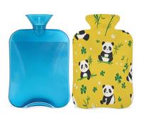 Entemne 2L Hot Water Bottle Cute Panda Chinese Bear Hot Water Bag with Cover Reusable Therapy Bag for Pain Relief Menstrual Cramps, Muscle Soreness Winter Warmth Gift