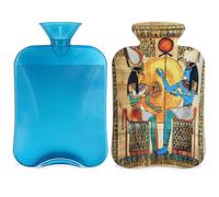 Entemne 2L Hot Water Bottle Egyptian Papyrus King Queen Hot Water Bag with Cover Reusable Therapy Bag for Pain Relief Menstrual Cramps, Muscle Soreness Winter Warmth Gift