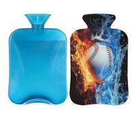 Entemne 2L Hot Water Bottle Fire Water Baseball Hot Water Bag with Cover Reusable Therapy Bag for Pain Relief Menstrual Cramps, Muscle Soreness Winter Warmth Gift