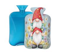 Entemne 2L Hot Water Bottle Funny Gnomes Flower Bees Hot Water Bag with Cover Reusable Therapy Bag for Pain Relief Menstrual Cramps, Muscle Soreness Winter Warmth Gift
