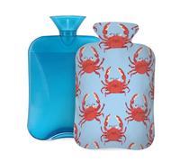 Entemne 2L Hot Water Bottle Ocean Animal Red Crabs Hot Water Bag with Cover Reusable Therapy Bag for Pain Relief Menstrual Cramps, Muscle Soreness Winter Warmth Gift