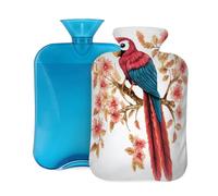 Entemne 2L Hot Water Bottle Parrot Bird Art Hot Water Bag with Cover Reusable Therapy Bag for Pain Relief Menstrual Cramps, Muscle Soreness Winter Warmth Gift