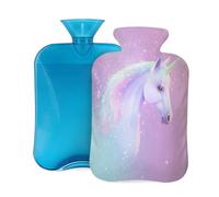 Entemne 2L Hot Water Bottle Rainbow Unicorn Fantasy Magic Hot Water Bag with Cover Reusable Therapy Bag for Pain Relief Menstrual Cramps, Muscle Soreness Winter Warmth Gift