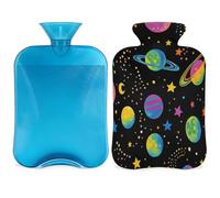 Entemne 2L Hot Water Bottle Rainbow Universe Planets Star Hot Water Bag with Cover Reusable Therapy Bag for Pain Relief Menstrual Cramps, Muscle Soreness Winter Warmth Gift