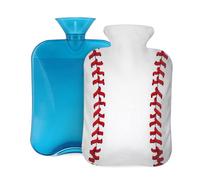 Entemne 2L Hot Water Bottle Red Baseball Laces White Hot Water Bag with Cover Reusable Therapy Bag for Pain Relief Menstrual Cramps, Muscle Soreness Winter Warmth Gift