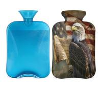 Entemne 2L Hot Water Bottle Retro American Flag Eagle Bird Hot Water Bag with Cover Reusable Therapy Bag for Pain Relief Menstrual Cramps, Muscle Soreness Winter Warmth Gift