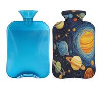 Entemne 2L Hot Water Bottle Solar System Universe Planet Hot Water Bag with Cover Reusable Therapy Bag for Pain Relief Menstrual Cramps, Muscle Soreness Winter Warmth Gift