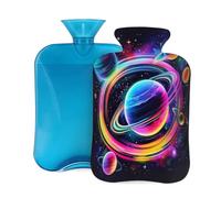 Entemne 2L Hot Water Bottle Space Planets Solar System Hot Water Bag with Cover Reusable Therapy Bag for Pain Relief Menstrual Cramps, Muscle Soreness Winter Warmth Gift