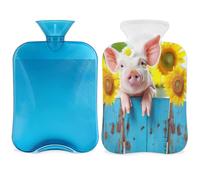 Entemne 2L Hot Water Bottle Sunflower Farm Pig Hot Water Bag with Cover Reusable Therapy Bag for Pain Relief Menstrual Cramps, Muscle Soreness Winter Warmth Gift
