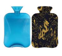 Entemne 2L Hot Water Bottle Vintage Chinese Dragon Hot Water Bag with Cover Reusable Therapy Bag for Pain Relief Menstrual Cramps, Muscle Soreness Winter Warmth Gift