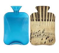 Entemne 2L Hot Water Bottle Vintage Musical Notes Piano Keys Hot Water Bag with Cover Reusable Therapy Bag for Pain Relief Menstrual Cramps, Muscle Soreness Winter Warmth Gift