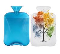 Entemne 2L Hot Water Bottle Waterolor Four Season Tree Art Painting Hot Water Bag with Cover Reusable Therapy Bag for Pain Relief Menstrual Cramps, Muscle Soreness Winter Warmth Gift