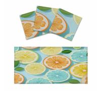 Entemne 3 Pcs Fluorescent Light Covers Teal Blue Lemon Slices Magnetic Ceiling Light Diffuser Filter Glare-Reducing for Classroom Office Home Lighting, 120x60cm