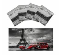 Entemne 4 Pcs Fluorescent Light Covers Eiffel Tower Red Old Car Magnetic Ceiling Light Diffuser Filter Glare-Reducing for Classroom Office Home Lighting, 120x60cm