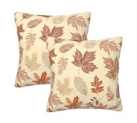 Entemne Brown Maple Leaves Pattern Cushion Covers 50x50cm Sofa Cushion Covers Set of 2 Soft Cozy Square Throw Pillow Cases with Hidden Zipper For Bed Couch Car Bench Decor