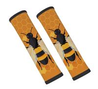 Entemne Car Seat Belt Covers Bee Honeycomb Pattern Seat Belt Comfort Pads For Kids Adults Men Women Soft Seatbelt Cushion Shoulder Strap Pads For Bags, 2 Pcs