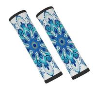 Entemne Car Seat Belt Covers Blue Turquoise Ethnic Mandala Seat Belt Comfort Pads For Kids Adults Men Women Soft Seatbelt Cushion Shoulder Strap Pads For Bags, 2 Pcs