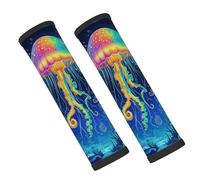 Entemne Car Seat Belt Covers Colorful Jellyfish Underwater Fish Seat Belt Comfort Pads For Kids Adults Men Women Soft Seatbelt Cushion Shoulder Strap Pads For Bags, 2 Pcs