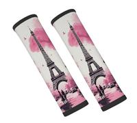 Entemne Car Seat Belt Covers Eiffel Tower Paris Pink Art Seat Belt Comfort Pads For Kids Adults Men Women Soft Seatbelt Cushion Shoulder Strap Pads For Bags, 2 Pcs