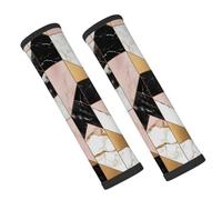 Entemne Car Seat Belt Covers Geometric Marble Rose Golden Black Seat Belt Comfort Pads For Kids Adults Men Women Soft Seatbelt Cushion Shoulder Strap Pads For Bags, 2 Pcs