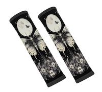 Entemne Car Seat Belt Covers Gothic Moth Butterfly Moon Floral Seat Belt Comfort Pads For Kids Adults Men Women Soft Seatbelt Cushion Shoulder Strap Pads For Bags, 2 Pcs