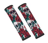 Entemne Car Seat Belt Covers Gothic Skull Rose Pattern Seat Belt Comfort Pads For Kids Adults Men Women Soft Seatbelt Cushion Shoulder Strap Pads For Bags, 2 Pcs
