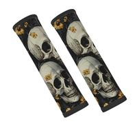 Entemne Car Seat Belt Covers Gothic Skulls Yellow Flowers Seat Belt Comfort Pads For Kids Adults Men Women Soft Seatbelt Cushion Shoulder Strap Pads For Bags, 2 Pcs
