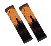 Entemne Car Seat Belt Covers Halloween Cemetery Graveyard Bats Moon Seat Belt Comfort Pads For Kids Adults Men Women Soft Seatbelt Cushion Shoulder Strap Pads For Bags, 2 Pcs