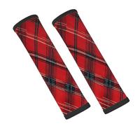 Entemne Car Seat Belt Covers Red Tartan Check Pattern Seat Belt Comfort Pads For Kids Adults Men Women Soft Seatbelt Cushion Shoulder Strap Pads For Bags, 2 Pcs