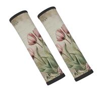 Entemne Car Seat Belt Covers Retro Pink Tulips Seat Belt Comfort Pads For Kids Adults Men Women Soft Seatbelt Cushion Shoulder Strap Pads For Bags, 2 Pcs
