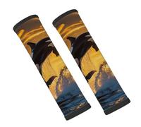 Entemne Car Seat Belt Covers Sea Orca Killer Whale Sunset Seat Belt Comfort Pads For Kids Adults Men Women Soft Seatbelt Cushion Shoulder Strap Pads For Bags, 2 Pcs